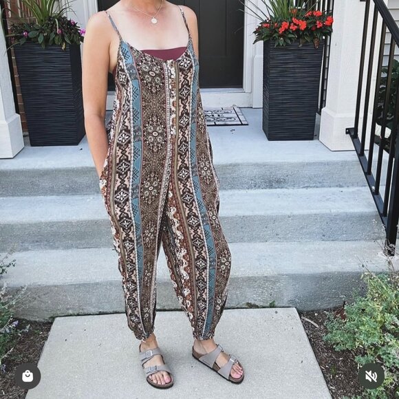 NWT Three Bird Nest Hanging Gardens Jumpsuit Size Small Olive Teal Pattern Small - Picture 6 of 7